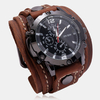 Deffrun grand cadran Vintage montre-bracelet en cuir de vache décorer une petite montre à quartz pour homme à trois aigu