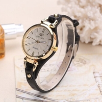 Deffrun style décontracté Colorful montre en or dames de cas montre-bracelet en cuir PU montres à quartz