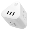 Deli 18322 Intelligent USB Socket Adapter Plug USB Wireless Triangle Cube Row Plug Charging Security Protection Conversi