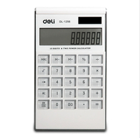 Deli Double Power Calculatrice Grand Ecran Ultra-mince de Mode Blanc