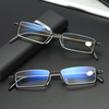 Demi-cadre en métal léger Anti-bleu unisexe suspendu HD Lunettes de lecture légères Lunettes presbytes avec boîte