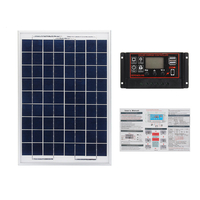 DEPENDSJXB Panneau solaire en polysilicium 18V 20W classe A + 12V / 24V 10 ~ 60A PWM Régulateur solaire avec kit da