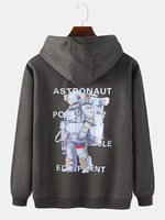 Design Astronaute Dos Imprimé Kangourou Poche Drop Épaule À Manches Longues Hoodies Pour Hommes