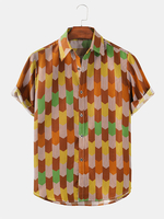 Design Multi Lines Stripe Hawaii Style Hommes Chemises à manches courtes