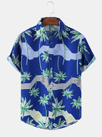 Design Tropical Coconut Tree Print Holiday Beach Hommes Chemises à manches courtes