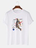 Dessin animé astronaute imprimé 100% coton T-shirts décontractés à manches courtes