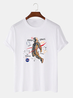 Dessin animé astronaute imprimé 100% coton T-shirts décontractés à manches courtes