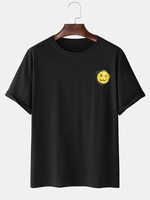 Dessin animé visage impression mignon motif coton décontracté à manches courtes T-shirts