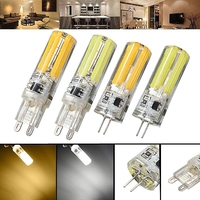 Dimmable G4 G9 5W Silicone Blanc chaud Blanc pur LED COB Lustre Ampoule Lampe AC220V