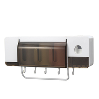 Distributeur automatique de dentifrice Porte-brosse à dents Support de rangement mural + 2/3/4 tasses