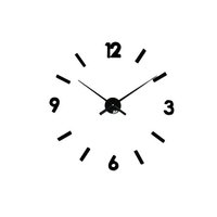 DIY 3D Horloge Murale Moderne Grand Décor À La Maison Autocollant Sans Cadre Noir Miroir