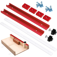 DIY Table Saw Crosscut Sled Kit with 17Inch UHMW Bars 12Inch Aluminum T-Tracks Knob Bolt and Screws Set Fits 3/4 x 3/8