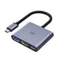 DM 3in1 Type-C Station daccueil Type-C vers 4K HDMI USB3.0 PD100W Adaptateur répartiteur de charge rapide Double in