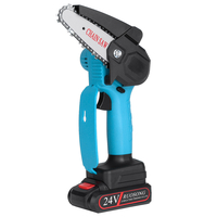 Doersupp Scie à chaîne électrique Rechargeable Mini tronçonneuse à une main outil de travail du bois avec 2 pièces Batte