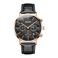DOM 1296GK Mode Hommes Montre 3ATM Étanche Affichage Lumineux Grand Cadran Quartz Montre