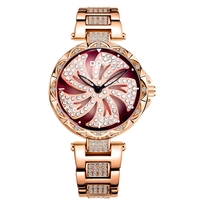 DOM G-1258 Montre-bracelet rotative pour dames Brillant Montres à quartz en acier à la mode
