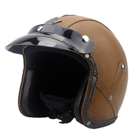 DOT 3/4 Visage Cuir Vintage Casque De Moto Moto Scooter Crash Visor ML XL