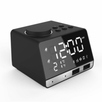 Double réveil Double unités Haut-parleur sans fil Bluetooth sans fil LED Affichage Radio FM Haut-parleur port USB