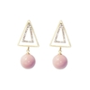 Douce oreille goutte boucles doreilles Double Triangle dor rose artificielle Perles Pendentif Boucles dor