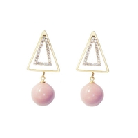 Douce oreille goutte boucles doreilles Double Triangle dor rose artificielle Perles Pendentif Boucles dor
