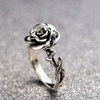 Douce Fleur Antique Silve Finger Anneaux Élégant Sculpté Rose Fleur Anneau Mignon Jewerly Pour Fille Femmes
