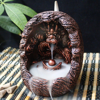 Dragon Backflow Burner Cone Porte-encens Résine Encensoir Bouddhiste En Céramique Fumée Brûleur Titulaire Bouddhiste Cad
