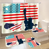 Drapeau américain rideau de douche tapis antidérapant couvre-couvercle de toilette tapis de bain avec 12 anneaux