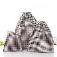 Drawstring Cotton Linen Grid Stripe Cadeau Sacs Pouches Sacs à bijoux Décoration de mariage Sacs de rangement