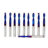 Drillpro 10 Pcs 3.175mm Tige 0.8x8mm Nano Bleu Enduit En Boule De Spirale Nez Fin Mill CNC Fraisage Cutter