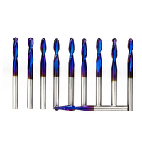Drillpro 10 Pcs 3.175mm Tige 0.8x8mm Nano Bleu Enduit En Boule De Spirale Nez Fin Mill CNC Fraisage Cutter