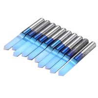 Drillpro 10 pièces 0.1 / 0.2 / 0.3mm embout de gravure à 90 degrés bleu NANO enduit fond plat PCB embout de gravure carb
