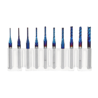 Drillpro 10 pièces 0.8-3.175mm bleu NACO enduit PCB bits carbure gravure fraise pour CNC outil fraises rotatives