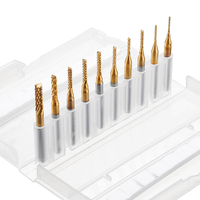 Drillpro 10 pièces 0.8-3mm enduit de titane + 10 pièces 1.6mm bleu Nano fraise de gravure fraises carbure