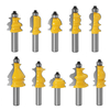 Drillpro 10 pièces 1/2 pouce tige de moulure architecturale jeu de mèches de routeur de moulage de cadre de porte embout