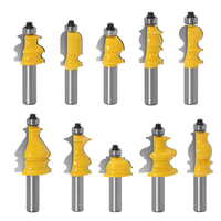 Drillpro 10 pièces 1/2 pouce tige de moulure architecturale jeu de mèches de routeur de moulage de cadre de porte embout