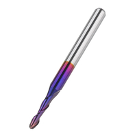 Drillpro 10 pièces 3.175 mm tige 2 mm fraise en bout enduit bleu spirale boule nez CNC fraiseuse