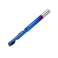 Drillpro 10 pièces 3.175 tige bleu enduit fraise en bout simple cannelure fraise CNC en spirale