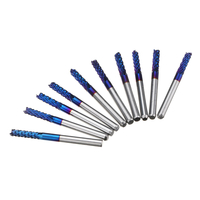 Drillpro 10 pièces 3.175mm bleu NACO enduit PCB bits carbure gravure fraise pour CNC outil fraises rotatives