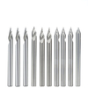 Drillpro 10 pièces 3.175mm tige embout de gravure en bout fraise 30 degrés pointe 0.1mm carbure 3D fraise sculpture sur
