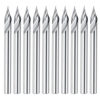 Drillpro 10 pièces 3.175mm tige embout de gravure en bout fraise 30 degrés pointe 0.2mm carbure 3D fraise sculpture sur