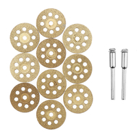 Drillpro 10 pièces meule diamantée 8 trous disque de coupe en métal pour outil rotatif avec 2 mandrins