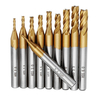 Drillpro 10 pièces revêtement en titane 1.5-6.0mm HSS 4 fraise en bout de cannelure 6mm tige CNC forets