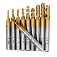 Drillpro 10 pièces revêtement en titane 1.5-6.0mm HSS 4 fraise en bout de cannelure 6mm tige CNC forets