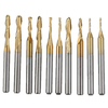 Drillpro 10 pièces3.175mm tige titane enduit boule nez fin fraise ensemble 1mm-3.175mm CNC fraise