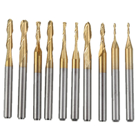 Drillpro 10 pièces3.175mm tige titane enduit boule nez fin fraise ensemble 1mm-3.175mm CNC fraise