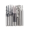 Drillpro 10PC 3.175mm tige carbure solide gravure peu nez à billes avec une seule flûte en spirale et fond plat CNC fin