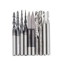 Drillpro 10PC 3.175mm tige carbure solide gravure peu nez à billes avec une seule flûte en spirale et fond plat CNC fin
