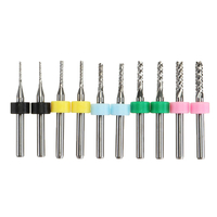 Drillpro 10Pcs 1.0-3.0mm Fraise en bout Gravure Fraise avec bague darrêt Carbure Bits PCB Drill Bit Set