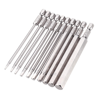 Drillpro 10Pcs 100mm 1/4 Pouce Tige S2 Acier SAE Tête Hexagonale Clé Allen Clé Tournevis Mèche Foret Bit Set