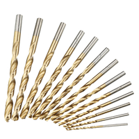 Drillpro 13Pcs Jeu de forets hélico daux Forets individuels 1/16 "-1/4" Jeu de forets à tige ronde Revêtement en titane